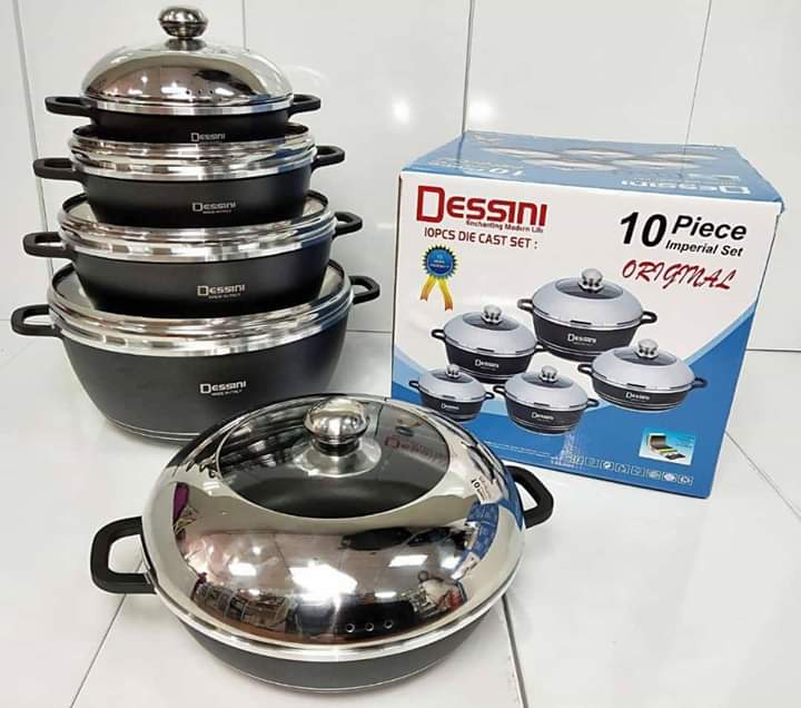 Dessini 10 Pcs Non-Stick Cooking & Serving Pots & Pans-