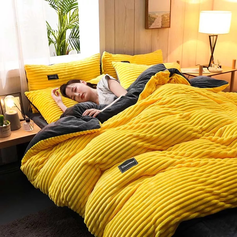 4Pc Crystal Velvet Fleece Duvet (6x6 Yellow)