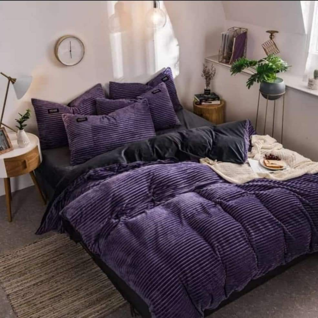 4Pc Velvet Fleece Duvet (6x7 Purple)