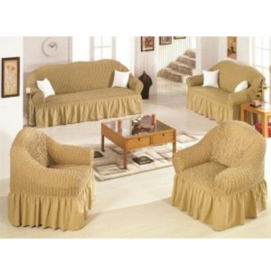 Turkish Sofa Set Covers(3+2+1+1)Beige Gold